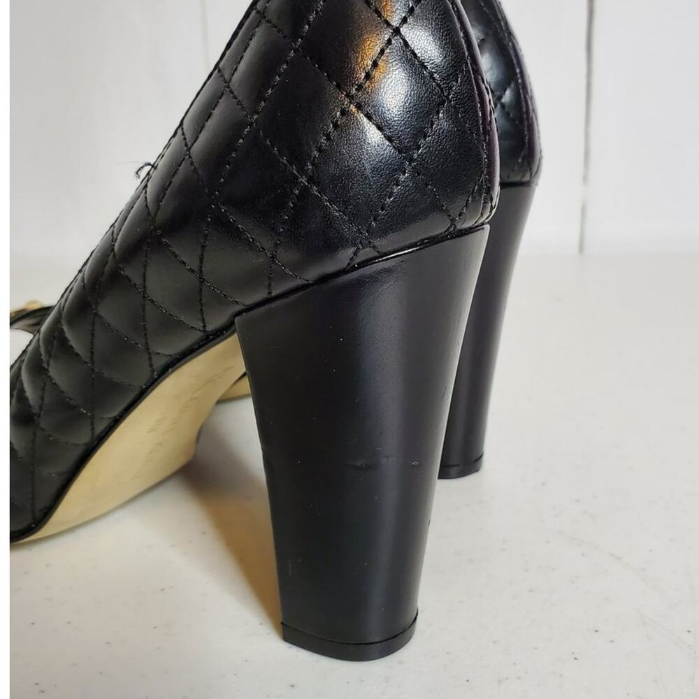 AK Anne Klein Quilted Leather Peep Toe Pumps Heels 9M - Picture 9 of 10
